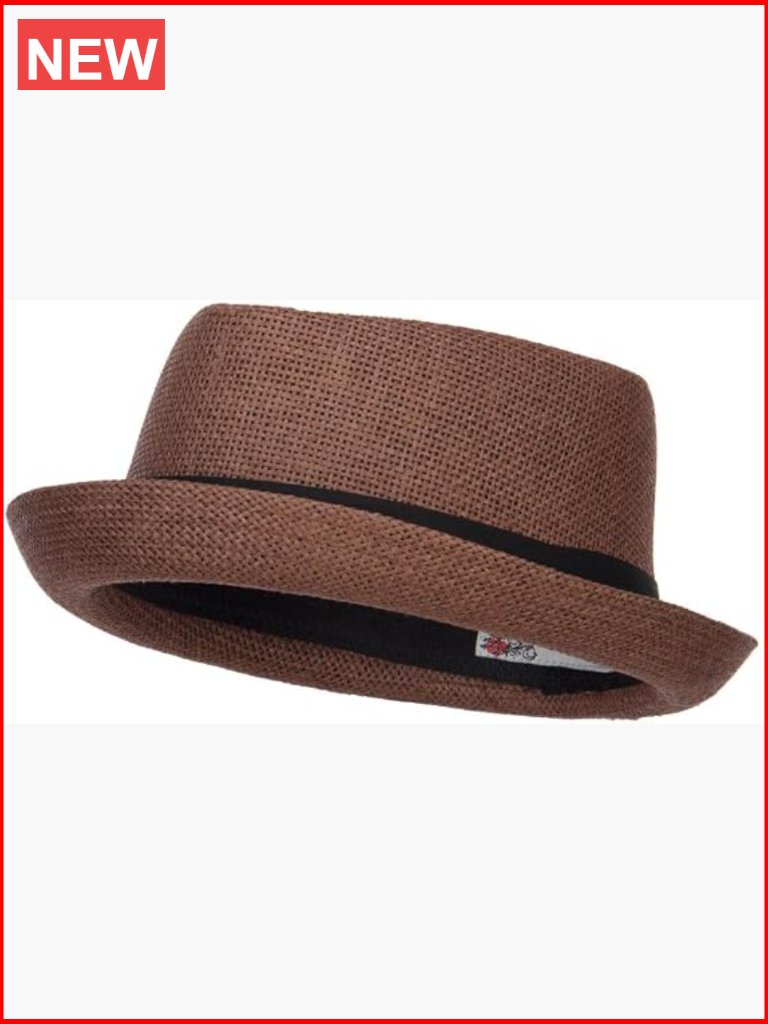 Large Solid Upbrim Pork Pie Fedora Hat Paper Straw